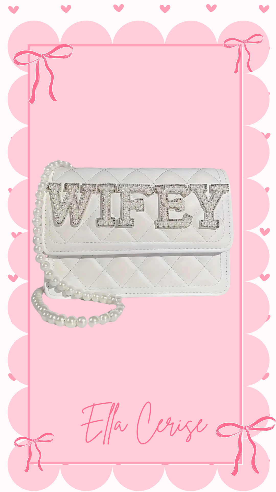 Wifey Quilted Purse with Pearl Strap